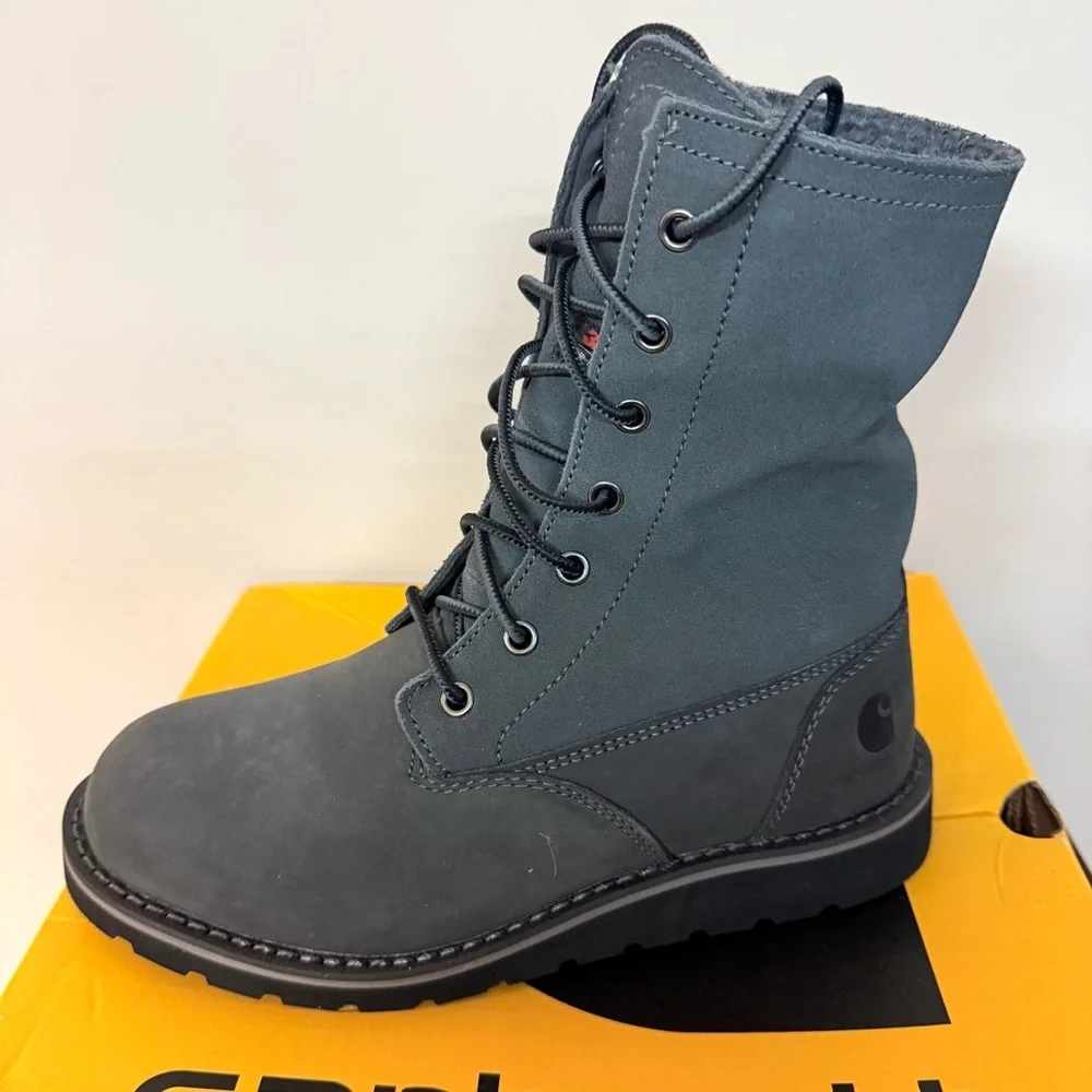 Carhartt Charcoal Gray Wedge Fold Down Lace-Up Boots NIB Sz 7 Ret $179.99